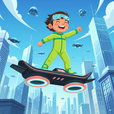 Boy riding hoverboard